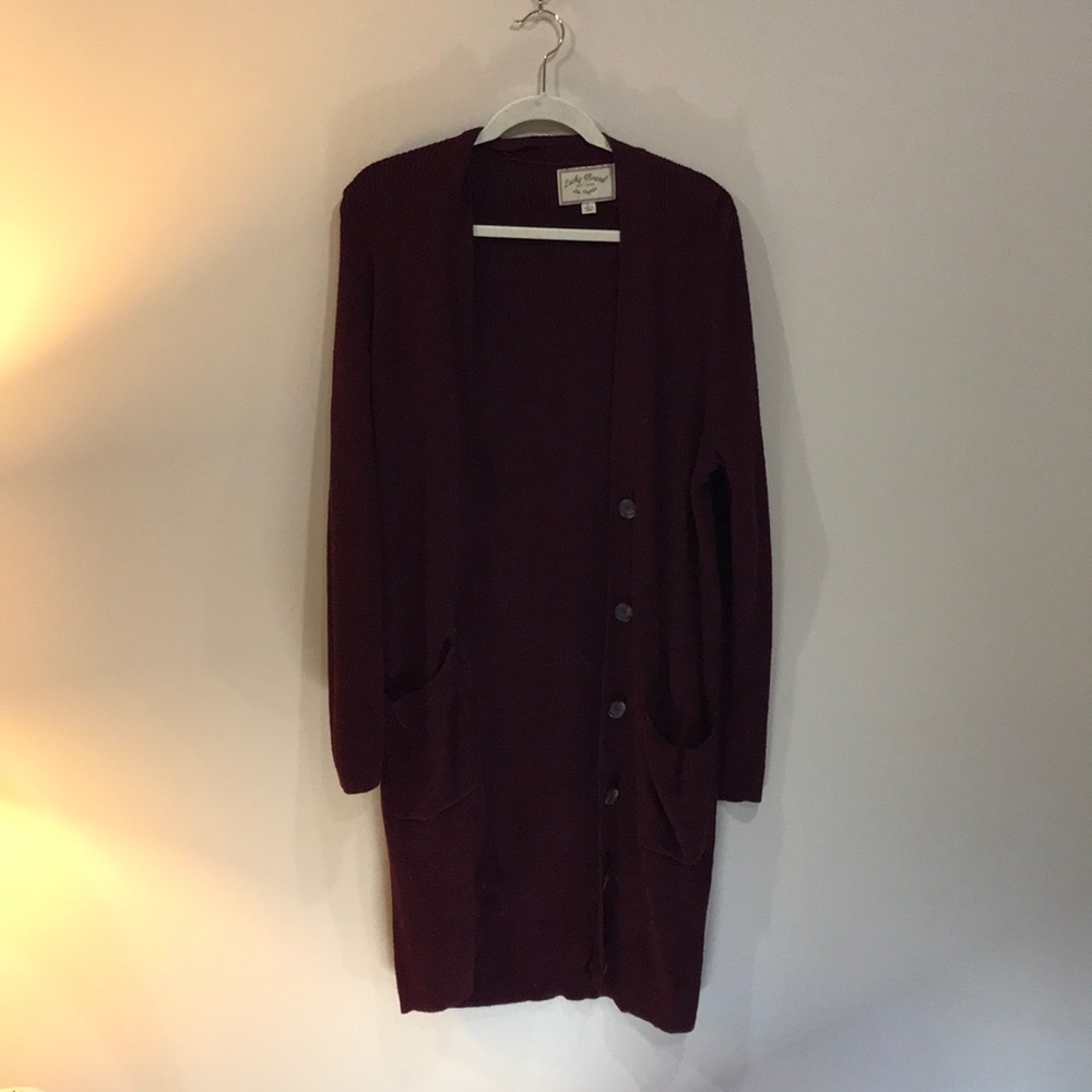 Lucky brand L maroon cardigan